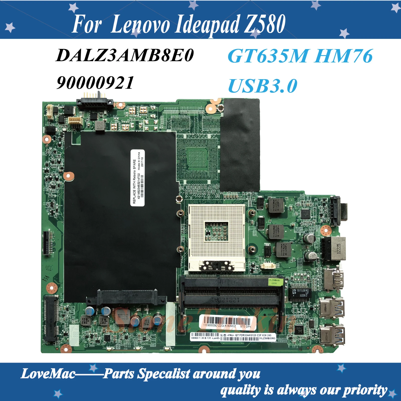 Высокое качество 90000921 материнская плата для ноутбука Lenovo Z580 MB HM76 USB3.0 DALZ3AMB8E0 100%