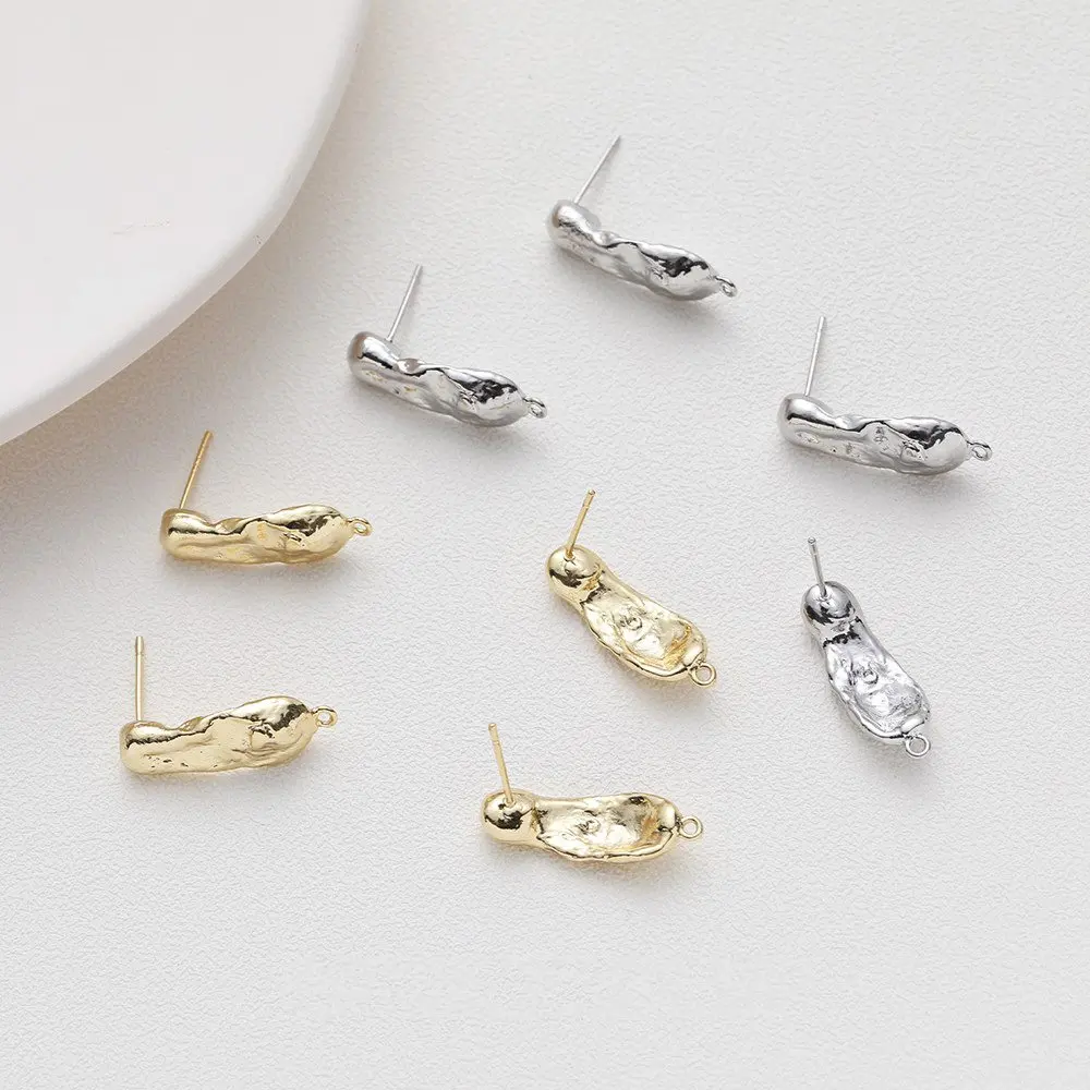 

4PCS Design Ear Studs 925 Silver Needle Diy Earrings Charms High Quality 14k Gold Plated DIY Brass Handmade Accessories