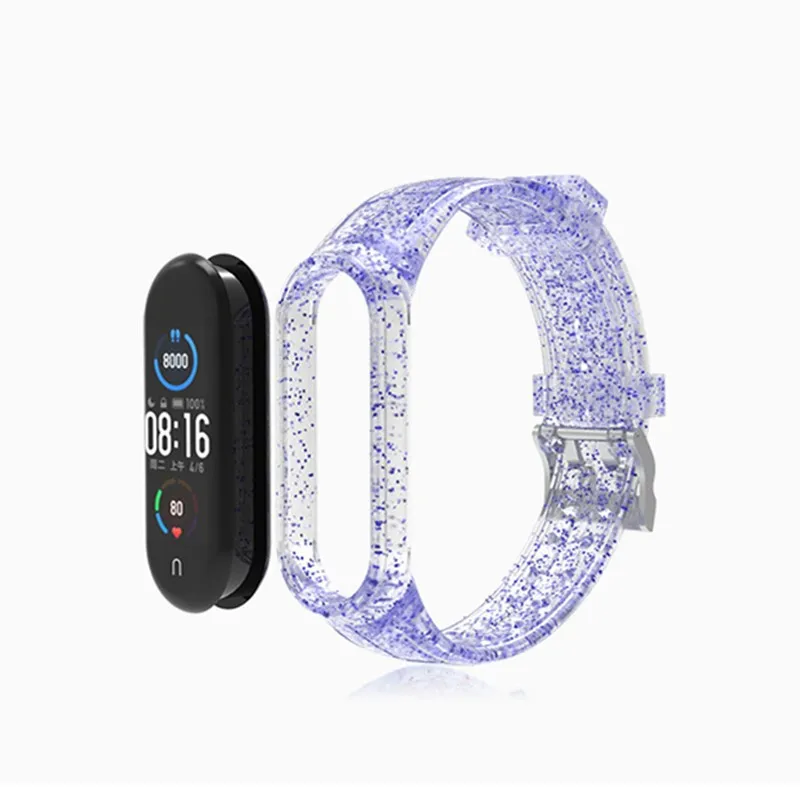 Блестящий силиконовый браслет для Mi Band 5 4 3 сменный ремешок смарт часов Xiaomi NFC