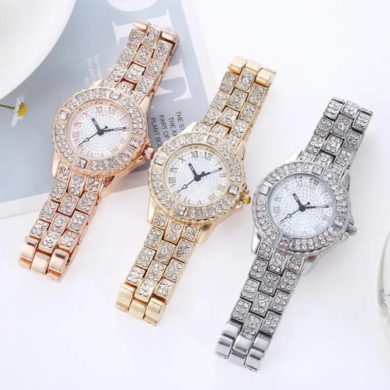 

Ladies Fashion Casual Quartz Watch Full Diamond Titanium Steel Strap Life Waterproof Latest Fashion Gypsophila Diamond Dial