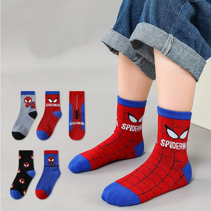 

5 Pairs Disney Baby Socks Spiderman cartoon anime cotton Boys tube socks children Autumn winter socks Children socks Size 3-12 Y