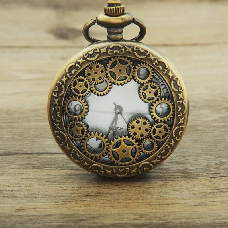 

Retro Creative Pocket Watch Cyan Retro Gear Creative Watch Flying Quartz Watch Creative Pocket Watch Pocket Watch