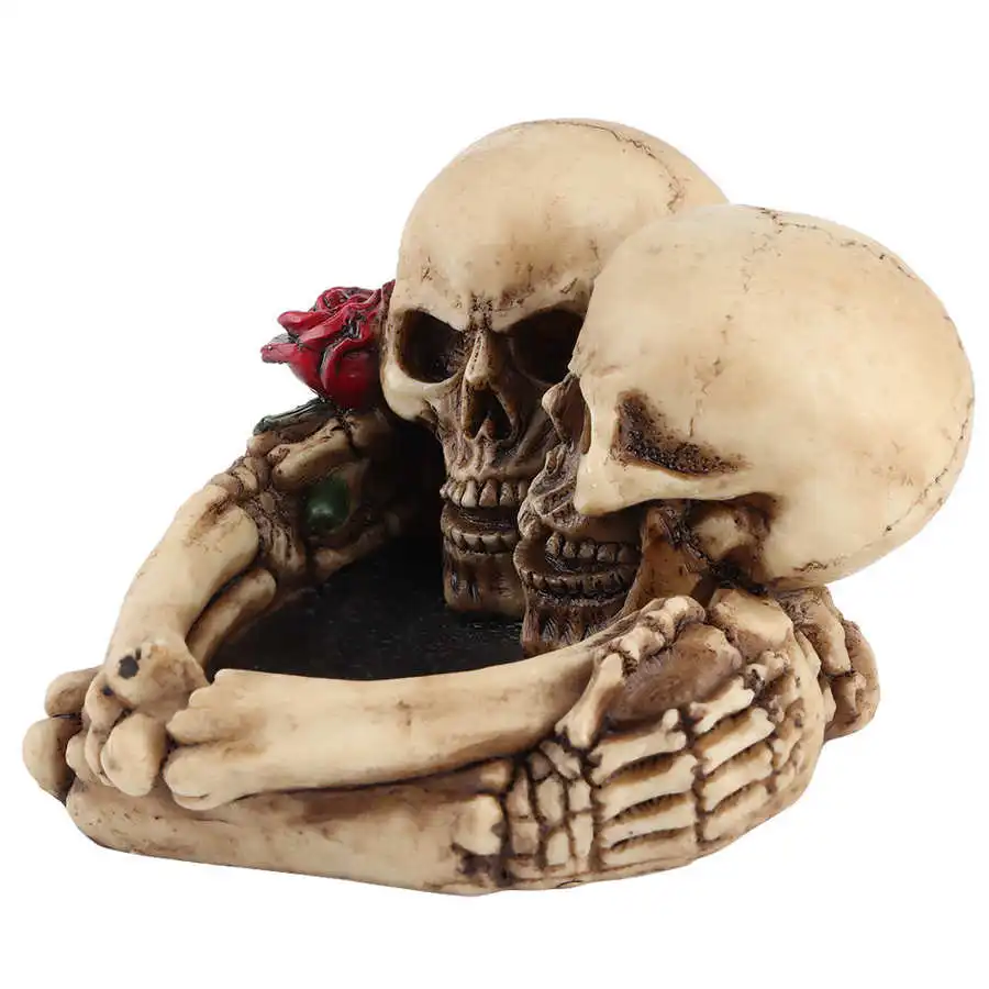 Скелет пепельница смолы скелеты пара с розой в форме фигуры поднос для сигарет на