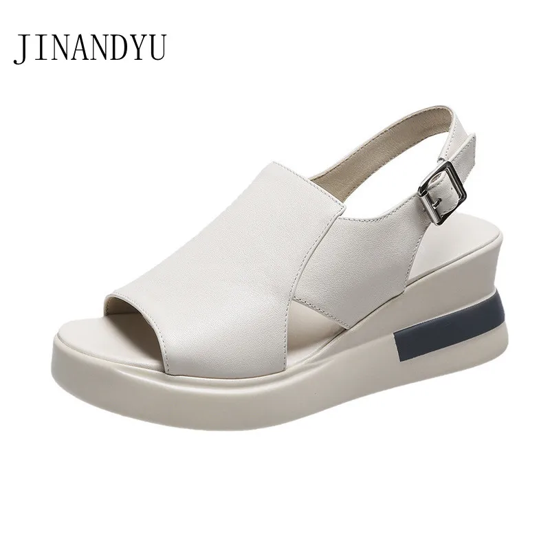 

Platform Wedge Heels Sandals Women Summer Beige Black High Heel Casuales Women High Heel Sandal Wedges New Leather Ladies Shoes
