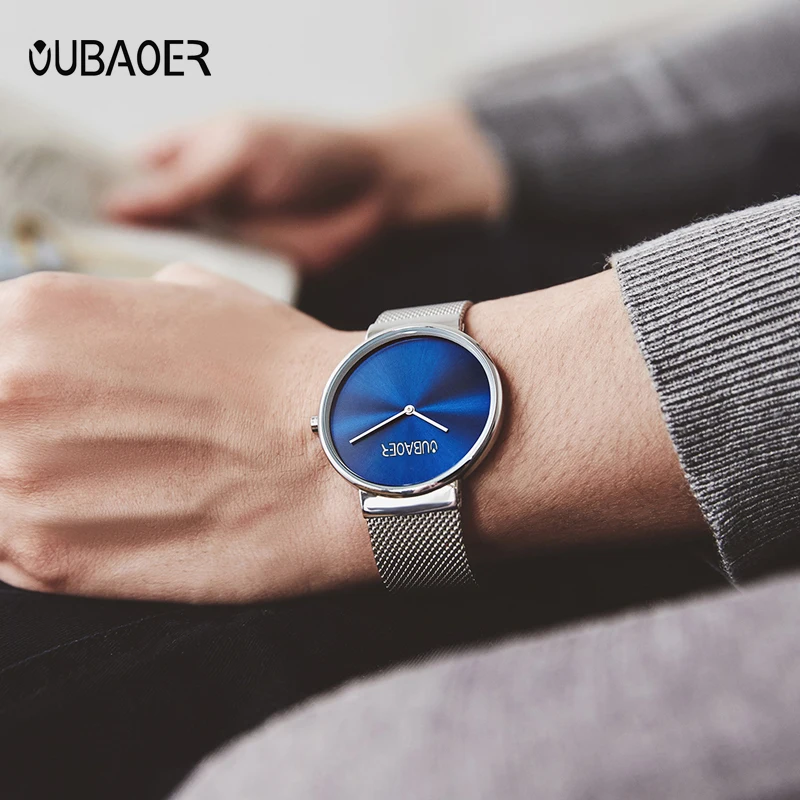 Часы Reloj pareja OUBAOER для пар Роскошные Кварцевые часы из нержавеющей стали мужчин и