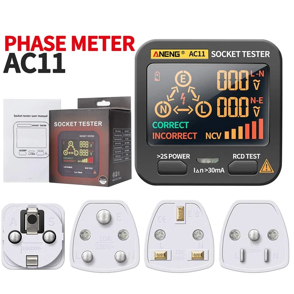 Цифровой смарт-тестер для розеток детектор напряжения с вилкой Стандарта