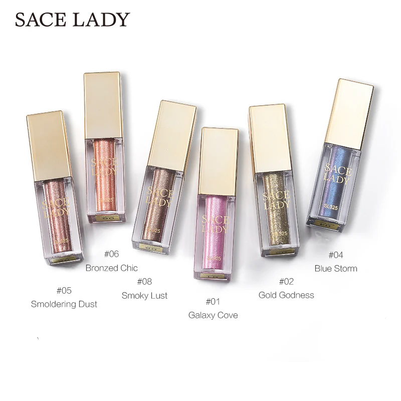 SACE LADY 6 цветов/лот жидкие блестящие тени для век водонепроницаемые долговечные