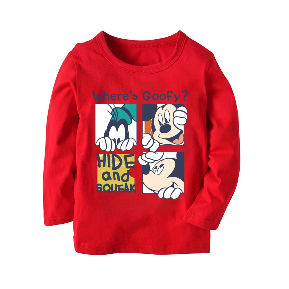 Весенне осенняя футболка в полоску с длинными рукавами и изображением Минни