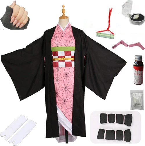 package C Лидер продаж; Новинка; аниме «Demon Slayer: Kimetsu no Yaiba»; Косплей; Kamado Nezuko; женская японская одежда; костюм для косплея - Цвет: package C