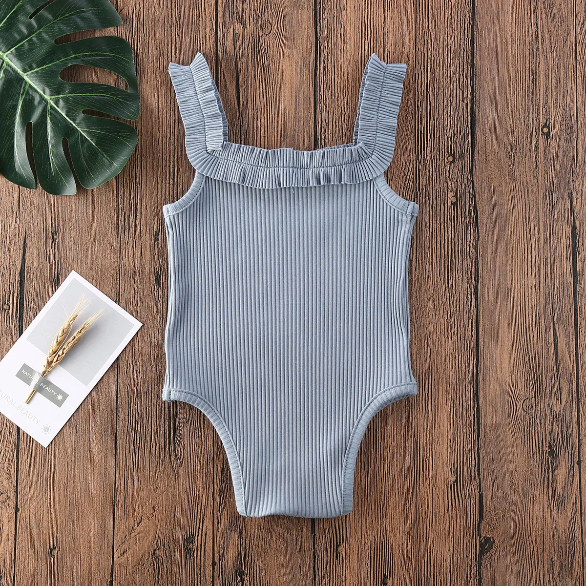 

Toddler Baby Girls Sleeveless Bodysuit Ruffle Solid Color Off Shoulder One-Pieces Jumpsuit Summer Casual Clothes