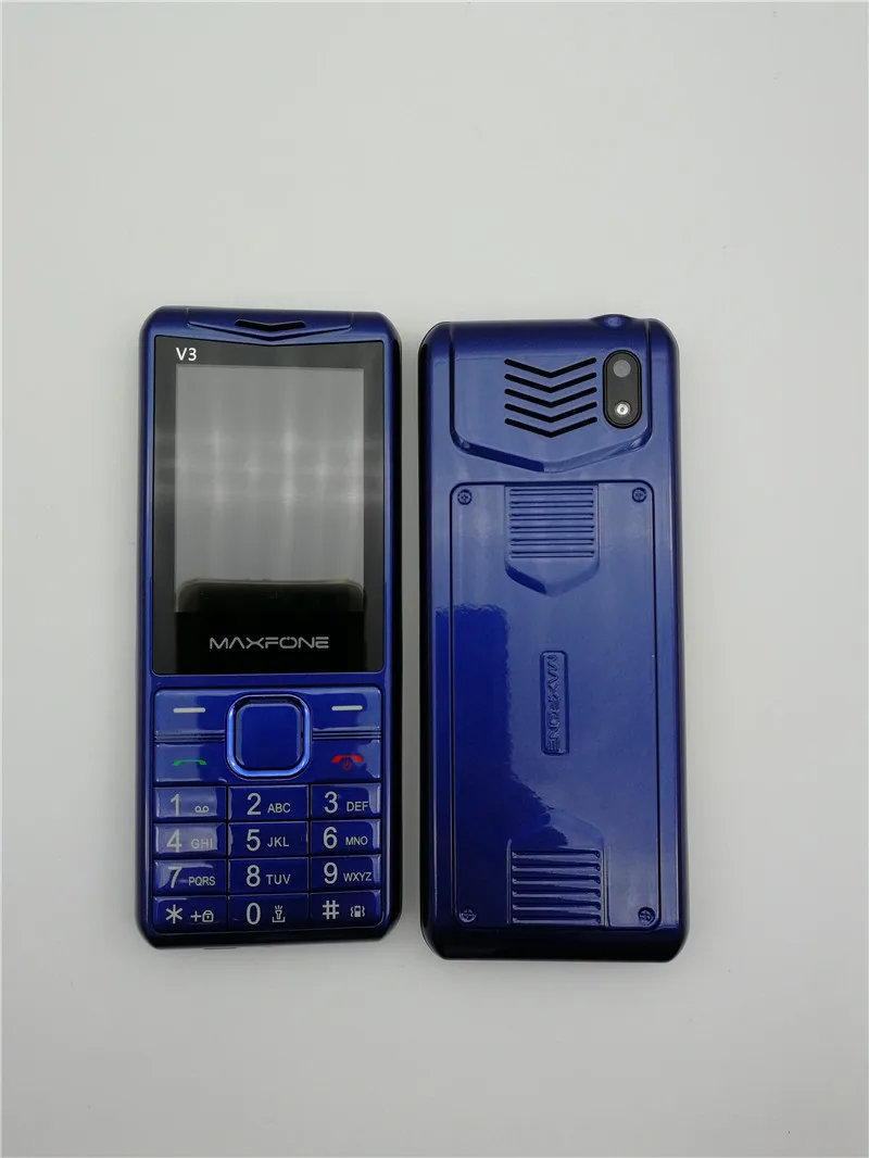 Blue Кнопочный мобильный телефон, 1,77 дюймов, 2000 мА/ч, две sim-камеры, Bluetooth, большой динамик-фонарик, fm-радио, сотовый телефон для пожилых людей, Maxfone V3 - Цвет: Blue