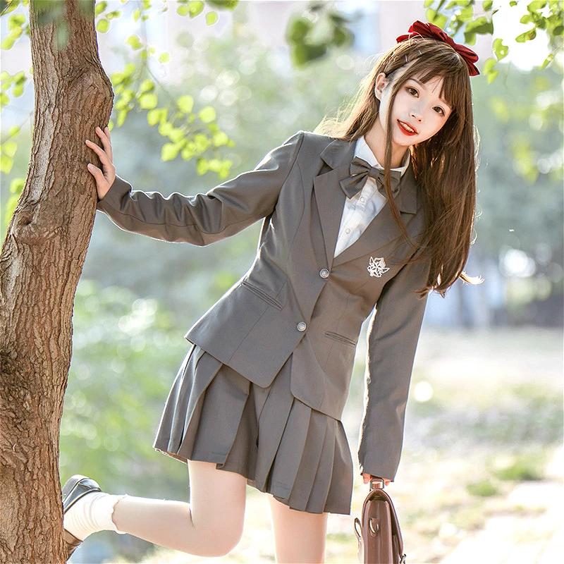 

Jk Uniform Two Single Breasted Embroidery Japanese Uniform School Girl Anime School Uniform Cosplay Jk Set Coat+shirt+skirt+tie