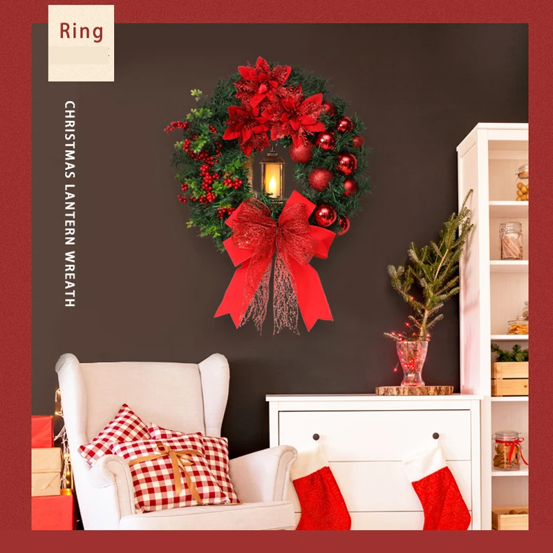 

1pc Christmas Rattan Wreath Pine Natural Branches Berries Pine Cones For Christmas Wreath Supplies Door Decoration