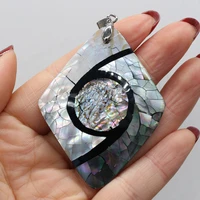 new fashion natural geometry shell pendant charms pendants for jewelry making diy earring necklace women gift size 47x60mm