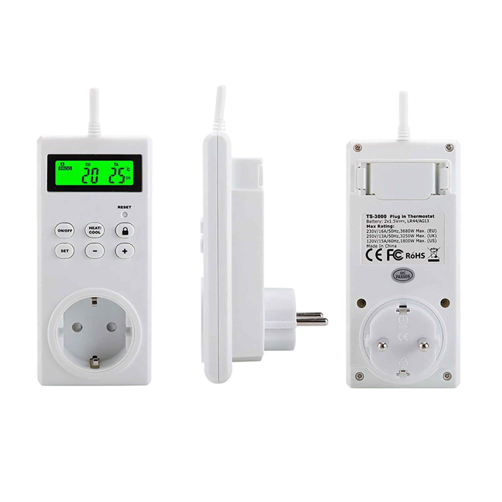 

Temperature Controller Socket Intelligent Digital Display Thermostat Remote Control Detect Temp Widely Application