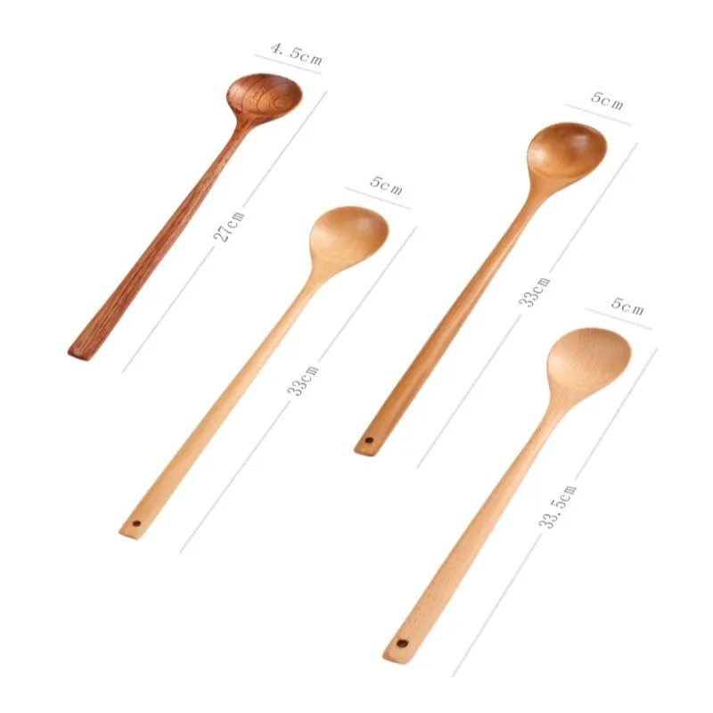 

Long Handle Wooden Spoon Durable Solid Mixing Spoon Hot Pot Noodle Dessert Honey Long Handle Mixing Spoon Kitchens Tableware