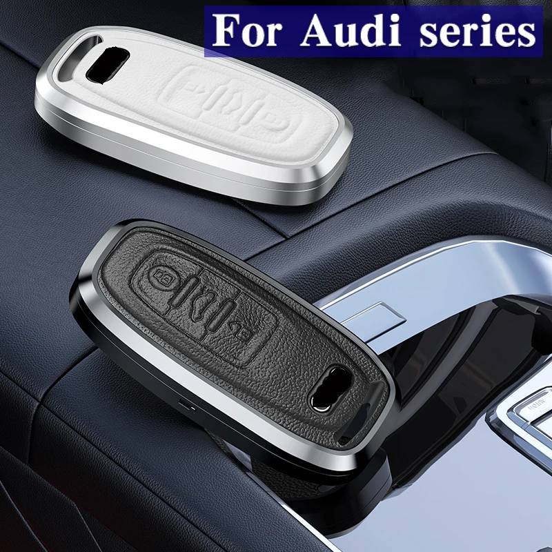 

For Audi A3 A4 A4L B5 B6 B7 B8 B9 A5 A6 A6L C5 C6 Q3 Q5 Q7 S5 S7 RS3 TT Aluminum alloy + Leather Car Key Cover Case Shell