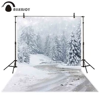allenjoy photography backdrop christmas winter forest white tree snow frozen photophone background photocall photo studio
