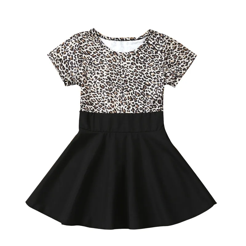

Новинка; Летняя детская одежда; Коллекция 2021 года; Модный топ с леопардовым принтом для девочек; Черное платье с юбкой; От 2 до 6 лет для малыше...