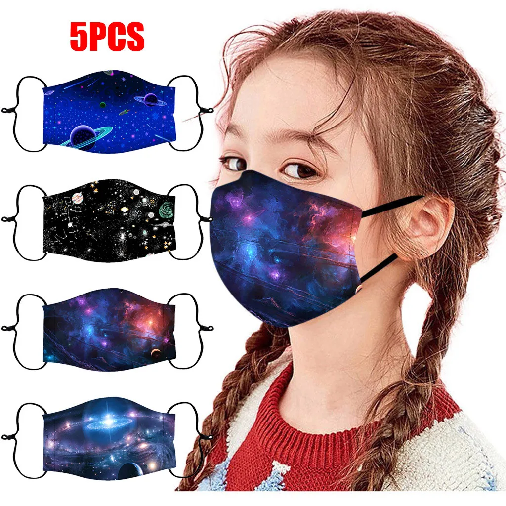 5 шт. детская маска для фильтра с принтом планеты многоразовая моющаяся рта