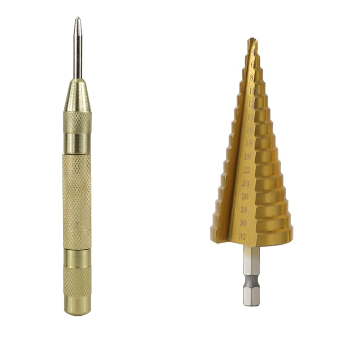 4-32mm Titanium Coated HSS Step Drill With Center Punch Hole Cutter Set For Using To Cut Holes In A Variety Of Materials | Инструменты