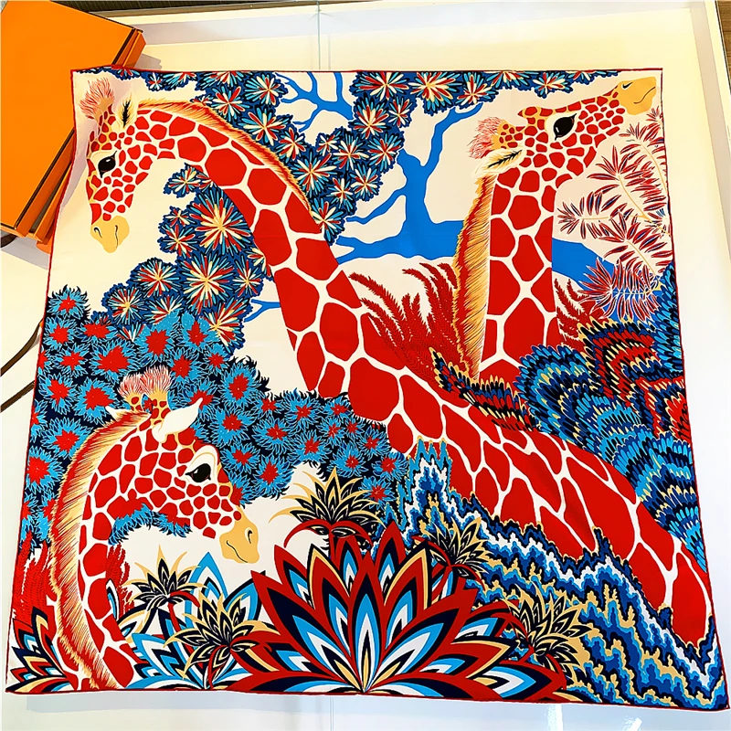 

New Luxury Brand Bohemia Print Winter Silk Scarf Women Twill Floral Turban Headband Large Hijab Square Scarf Shawl