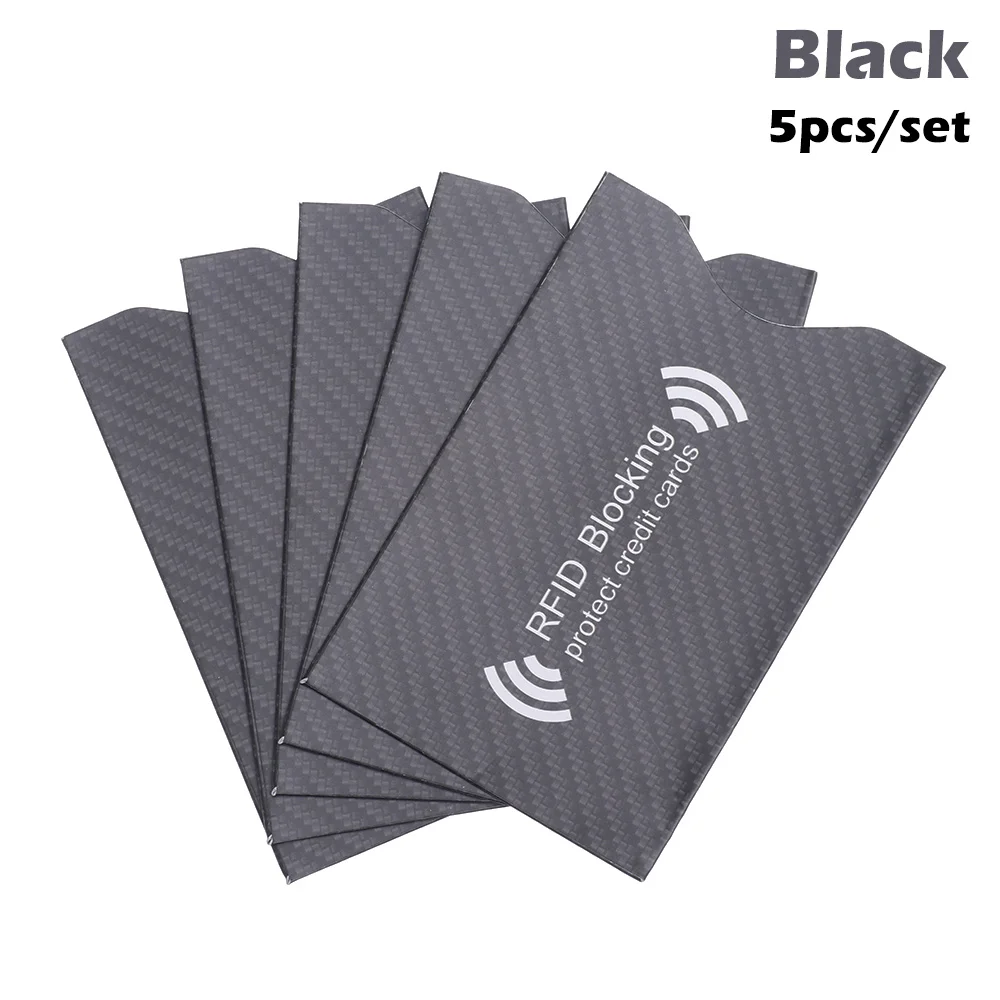 black 5 шт./компл. популярный унисекс Противоугонный RFID с протекторами для банковских карт блокирующий держатель карты кожаный чехол чехлы Защитный чехол для банковских карт - Цвет: black