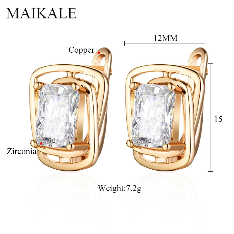 MAIKALE, квадратные серьги-гвоздики, классические, медные, золотые, серебряные, покрытые кубическим цирконием ААА, корейские серьги для женщин, подарки для друзей
