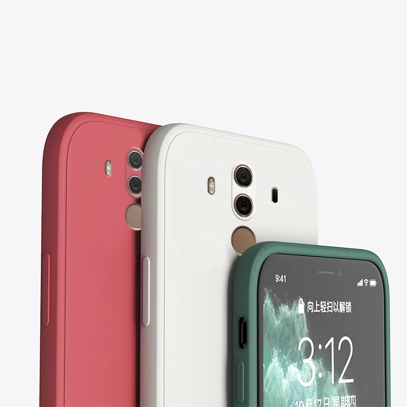 Soft Phone Case for Huawei Mate 10 9 Pro Straight Edge Fundas Mate10 10pro Mate9 Original Square Liquid Silicone Thin Back Cover | Мобильные