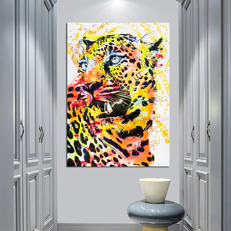 Картина маслом дикий Ягуар современный постер с HD изображением акварели картины
