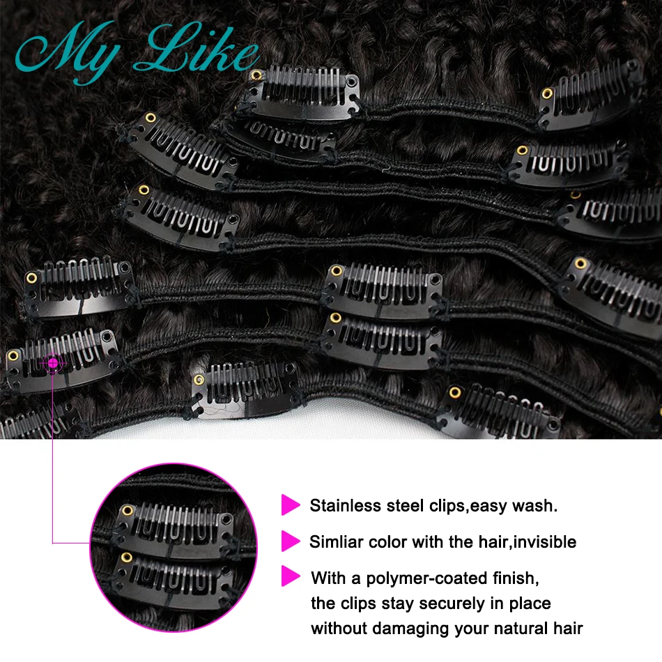 MyLike 4b 4c монгольские афро кудрявые вьющиеся волосы на заколке для наращивания