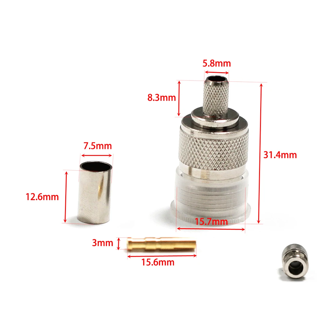 10pcs  N  Female jack   RF Coax Connector Crimp  RG58,RG142,RG400,LMR195  Straight  Nickelplated  NEW wholesale