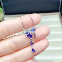 kjjeaxcmy fine jewelry 925 sterling silver inlaid natural sapphire female miss woman new pendant necklace support test