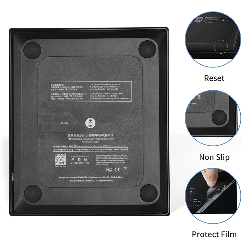 Timemore-b&aacute;scula digital inteligente b&aacute;sica + para caf&eacute;, balanza electr&oacute;nica de caf&eacute; por goteo con temporizador, 2kg, color negro-4