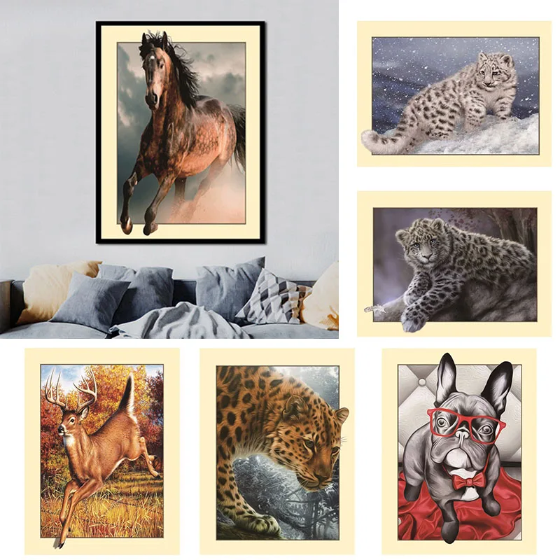 5D DIY Алмазная картина животное лошадь в рамке камни форме ромба круглый дрель