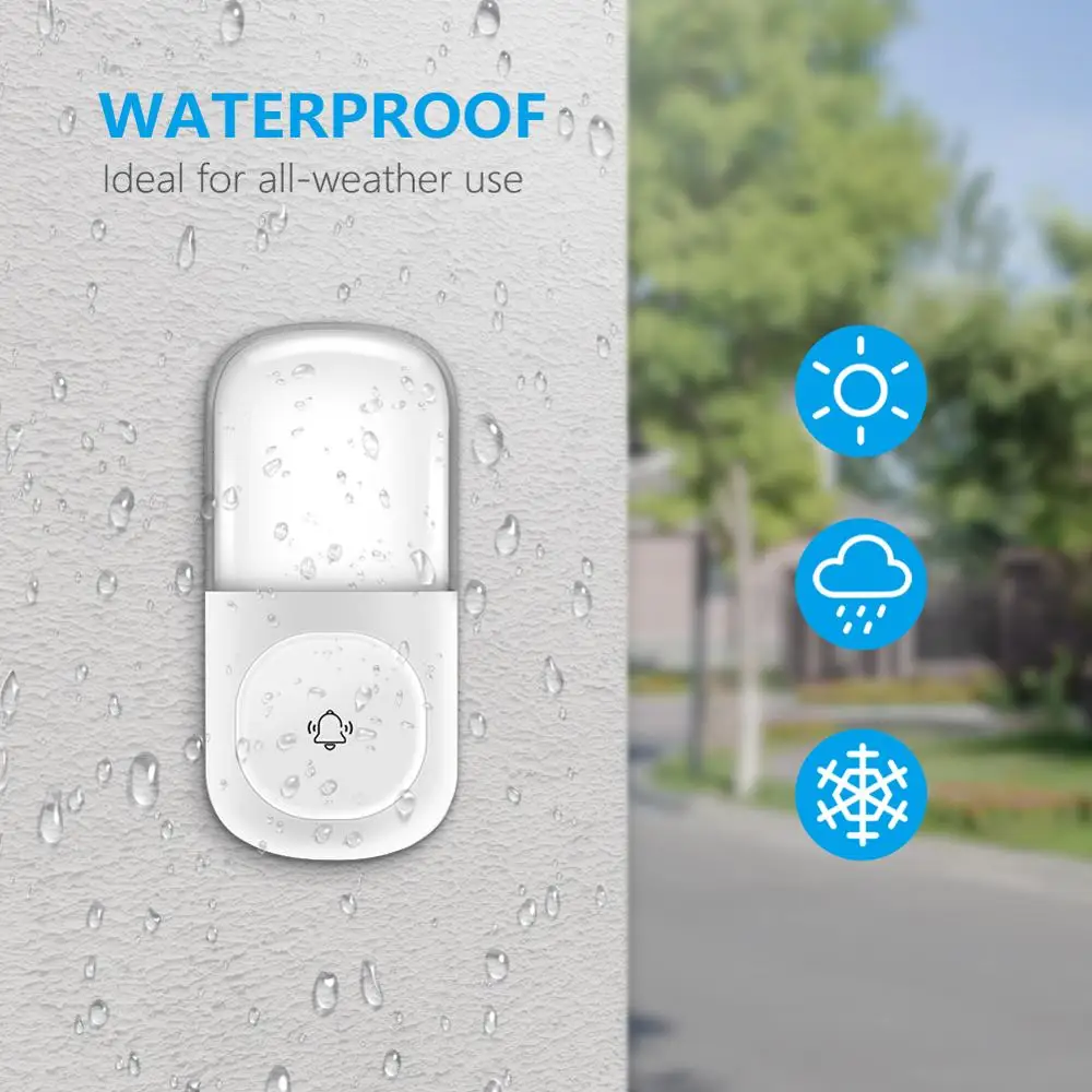 Wireless Doorbell Yiroka Self-Generating Power Door Chime Operating at 500 Feet with Waterproof 58 Chimes 4 Volume | Безопасность и