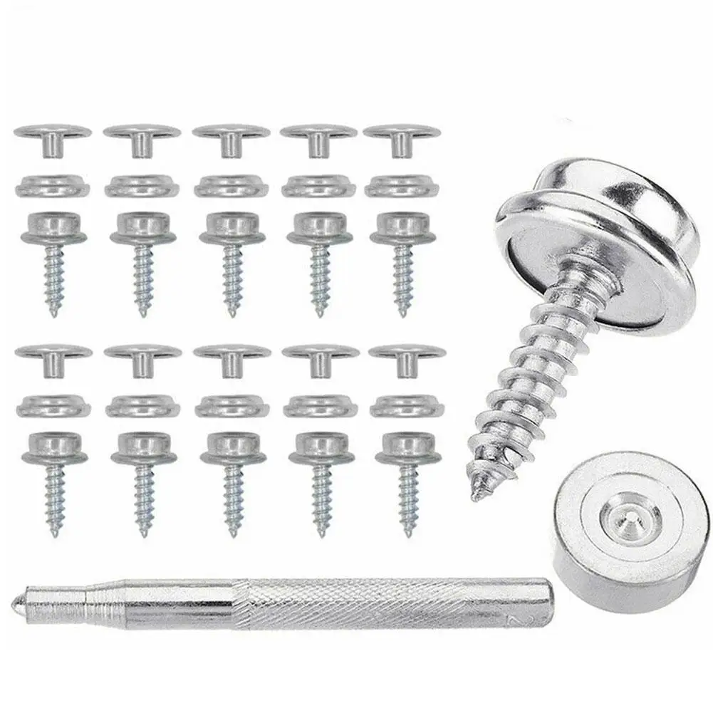 

62pcs Set Steel Canvas Screw Snap Fasteners For Leather Stud Canvas Snap Kit Screw Boat Handbags Cover Jackets F3L1