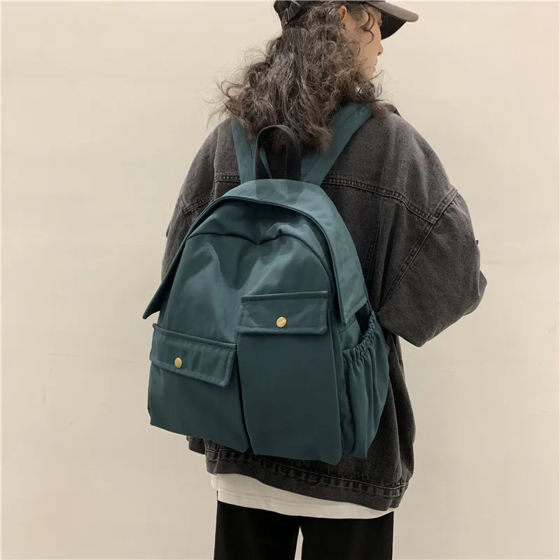 Рюкзак женский для ноутбука, модный вместительный нейлоновый ранец для подростков, черная школьная сумка, класс 6, 7