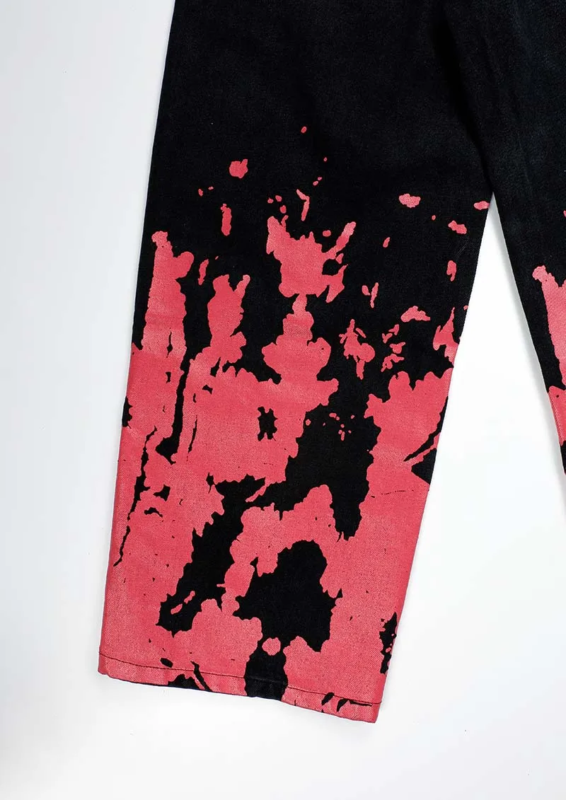 

Flame jeans men's fashion chain decoration wide leg pants Street trend loose denim jeans AD-N6006