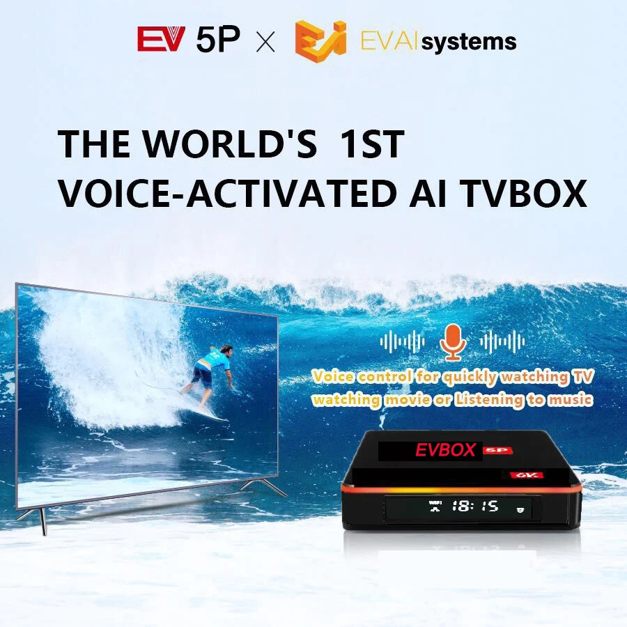 [Genuine] 2021 EV tvbox 5P 6K AI VOICE dual WIFI smart tv box hot sell in Japan Korea USA Canada NZ AUS Lifetime pk evpad plus