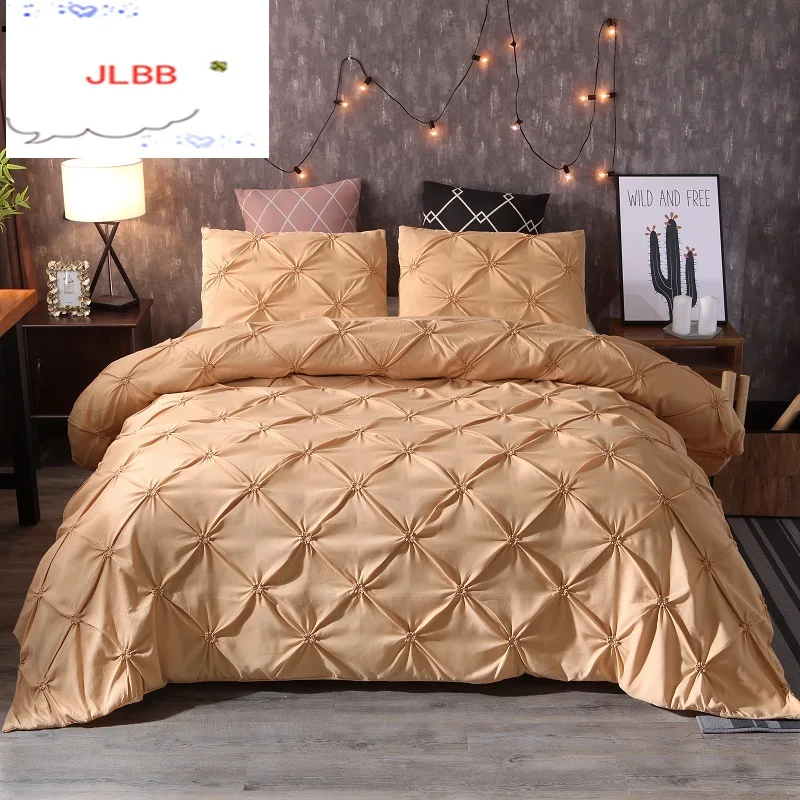 

New European and American fashion simple style home textile black white gray solid color bedding set Queen King 3PCS bedding