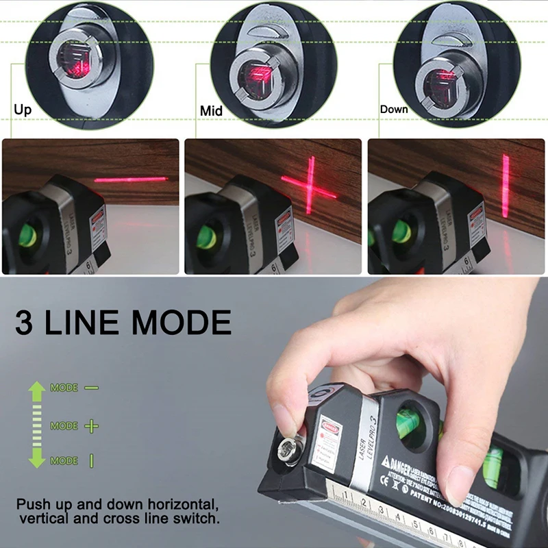 

laser level Herramienta Multipurpose Level Laser Horizon Vertical Measure Tape Aligner Bubbles Ruler