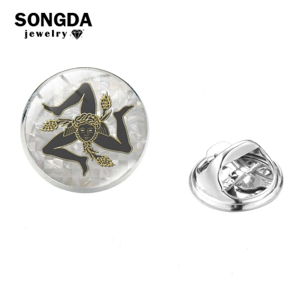 Булавка для воротника из нержавеющей стали с изображением Сицилии кабошона |