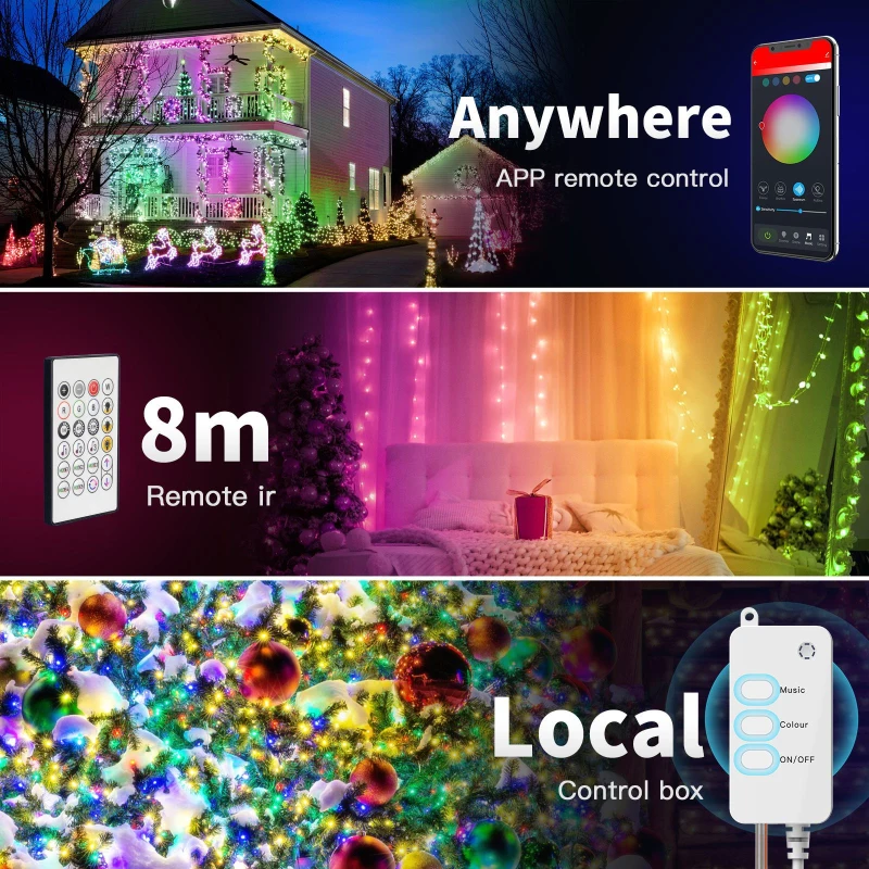 

Tuya WIFI Led String Lights Light Colorful RGB IP65 Waterproof Music Sync Night Light Work With For Alexa Google Home 2021