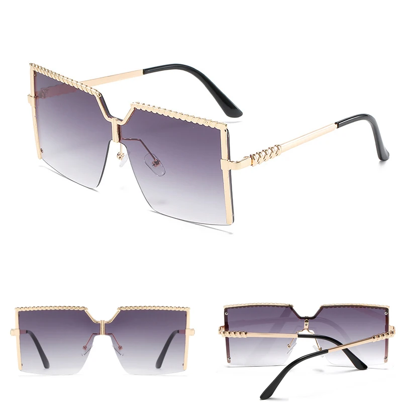 

Новинка солнцезащитные очки модные солнцезащитные очки без оправы женские ослепительные градиентные солнцезащитные очки мужские уличные ...