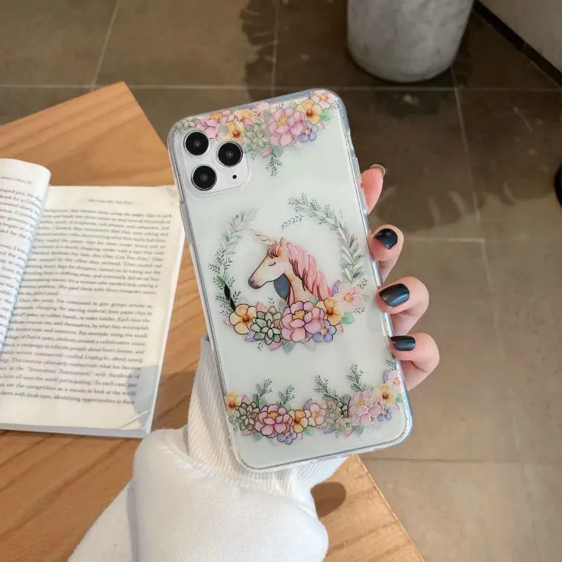 

Unicorn transparent phone case is suitable for iPhone11 12Pro Max mini X XR XS XSMax 8 7 6PluS anti-drop protective back cover