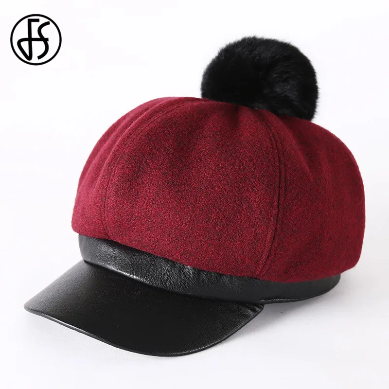 FS женская теплая зимняя восьмиугольная шапка Осенние береты новая модная
