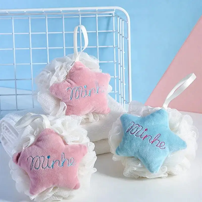 

Cute Star Wisp for body Soft fleur de douche Mesh Foaming bath Sponge Bubble Skin Cleaner Cleaning Tools Bathroom Bath ball
