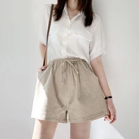 new womens casual cotton linen shorts high waist cotton and linen shorts oversized shirt high waist loose short mid