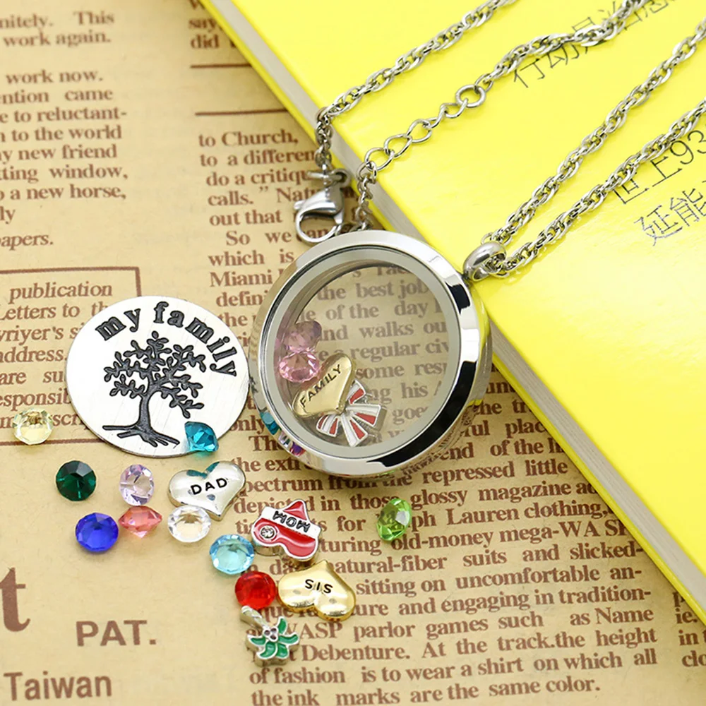 Стеклянный плавающий медальон BOFEE ожерелье подвески серебряная цепь нержавеющая